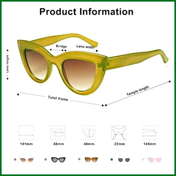 Retro Small Cat Eye Sunglasses UV400 Protection Vintage Fashion - Picture 5 of 7